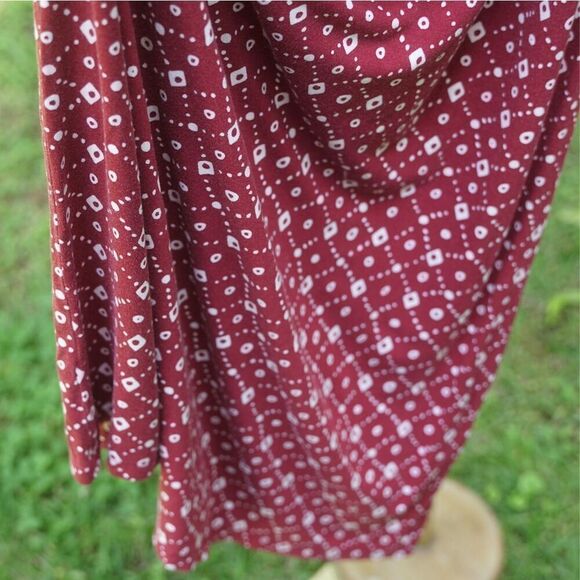 LOFT Burgundy White Casual Long Maxi Dress - Picture 6 of 9